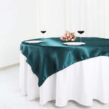 60x60inch Peacock Teal Seamless Square Satin Table Overlay