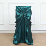 Peacock Teal Satin Self-Tie Universal Chair Cover, Folding, Dining, Banquet