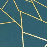 60"x102" Peacock Teal Rectangle Polyester Tablecloth With Gold Foil Geometric Pattern#whtbkgd