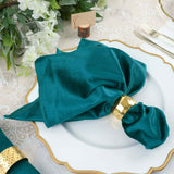 5 Pack | Peacock Teal Premium Sheen Finish Velvet Cloth Dinner Napkins