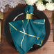 5 Pack | Peacock Teal With Geometric Gold Foil Cloth Polyester Dinner Napkins