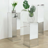 40 inches Floor Standing Silver Mirror Finish Acrylic Pedestal Risers 