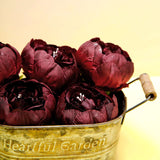 10 Pack | 3inch Burgundy Artificial Silk DIY Craft Peony Flower Heads