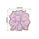 20 Pack Purple Peony Flower Shaped Paper Cocktail Napkins with Gold Edges, Disposable Party Beverage