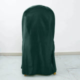 10 Pack Hunter Emerald Green Polyester Banquet Chair Covers, Reusable Stain Resistant Slip On Chair