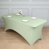 Sage Green Stretch Spandex Rectangle Tablecloth 8ft Wrinkle Free Fitted Table Cover