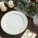 10 Pack | 10inch White / Gold Beaded Rim Disposable Dinner Plates