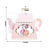 25 Pack 4inch Dusty Rose Mini Teapot Favor Boxes, Tea Time Gift Box with Ribbon