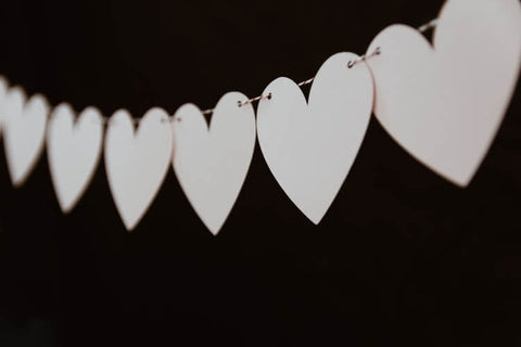 Copper balloon letters spelling LOVE