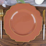 10 Pack 11inch Terracotta (Rust) Heavy Duty Disposable Baroque Dinner Plates