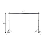 8ftX10ft Metal Triple Crossbar Adjustable Photography Backdrop Stand