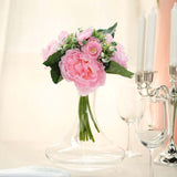 12inch Pink Artificial Silk Peonies Bouquet, Faux Peony Spray Bush