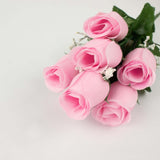 12 Bushes | Pink Artificial Premium Silk Flower Rose Bud Bouquets