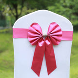 5 Pack | Fuchsia | Reversible Chair Sashes with Buckle | Double Sided Pre-tied Bow Tie Chair Bands | Satin & Faux Leather