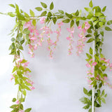 2 Pack 6ft Pink Artificial Wisteria Flower Garland Hanging Vines