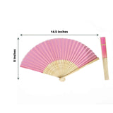 5 Pack Pink Asian Silk Folding Fans Party Favors, Oriental Folding Fan Favors