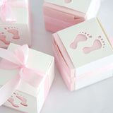 25 Pack | 2inch Pink Footprint Baby Shower Party Favor Candy Gift Boxes