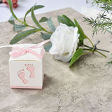 25 Pack | 2inch Pink Footprint Baby Shower Party Favor Candy Gift Boxes