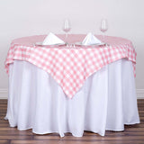 54"x54" White Rose Quartz Buffalo Plaid Square Tablecloth, Checkered Gingham Polyester Tablecloth