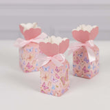 25 Pack Pink Floral Top Candy Gift Boxes With Butterfly Print, Cardstock Paper Party Favor Boxes