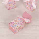 25 Pack Pink Floral Top Candy Gift Boxes With Butterfly Print, Cardstock Paper Party Favor Boxes