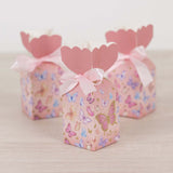 25 Pack Pink Floral Top Candy Gift Boxes With Butterfly Print, Cardstock Paper Party Favor Boxes