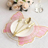 10 Pack Pink Gold Glitter Butterfly Disposable Table Mats, 14inch Cardboard Paper Placemats