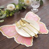 10 Pack Pink Gold Glitter Butterfly Disposable Table Mats, 14inch Cardboard Paper Placemats