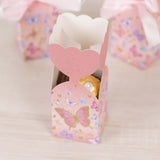 25 Pack Pink Floral Top Candy Gift Boxes With Butterfly Print, Cardstock Paper Party Favor Boxes