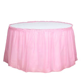 5 Pack Plastic Table Skirts Pink Ruffled - Durable Disposable Skirts for Events 14ft