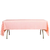 5 Pack Pink Checkered Rectangle Plastic Table Covers, 54x108inch PVC Waterproof Disposable