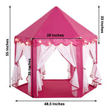 Pink Princess Castle Play House Tent with Star LED Garlands & Carry Bag