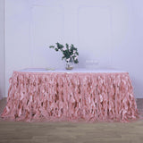 14FT Dusty Rose Curly Willow Taffeta Table Skirt