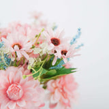 2 Bushes | Blush / Blue Artificial Silk Dahlia Flower Bouquet Spray