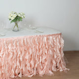 14FT Rose Gold | Blush Curly Willow Taffeta Table Skirt