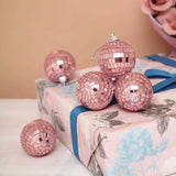 2inch Blush / Rose Gold Foam Disco Mirror Ball With Hanging Strings, Holiday Christmas Ornaments