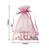 10 Pack | 5x7inch Pink Organza Drawstring Wedding Party Favor Gift Bags