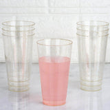 12 Pack | 17oz Tall Gold Glitter Sprinkled Plastic Cups, Disposable Party Glasses