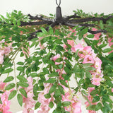 55inch Artificial Silk Wisteria Vine Round Hanging Canopy Pink & Dusty Rose, Draping Garland Flower
