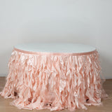 14FT Rose Gold | Blush Curly Willow Taffeta Table Skirt