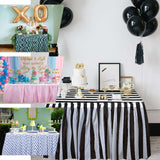 5 Pack Plastic Table Skirts Pink Ruffled - Durable Disposable Skirts for Events 14ft