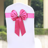 5 Pack | Fuchsia | Reversible Chair Sashes with Buckle | Double Sided Pre-tied Bow Tie Chair Bands | Satin & Faux Leather