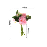 12inch Pink Artificial Silk Peonies Bouquet, Faux Peony Spray Bush