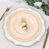 10 Pack | 9inch Nude / Gold Scalloped Rim Disposable Dinner Plates