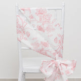 6x108inch White Pink French Toile Polyester Chair Sashes, Elegant Chair Ties for Weddings, Parties