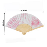 5-Pack Paper Folding Fans Party Favors in White & Pink French Toile Pattern, Handheld Fans