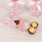 25 Pack Pink Floral Top Candy Gift Boxes With Butterfly Print, Cardstock Paper Party Favor Boxes