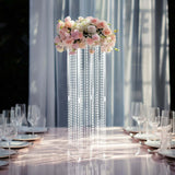 40inch Heavy Duty Acrylic Flower Pedestal Stand with Hanging Crystal Beads