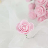 48 Roses | 1inch Tall Pink Real Touch Artificial DIY Foam Rose Flowers With Stem, Craft Rose Buds