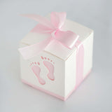 25 Pack | 2inch Pink Footprint Baby Shower Party Favor Candy Gift Boxes